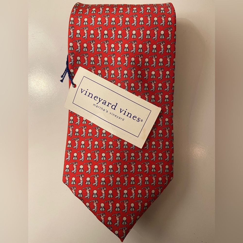 Vineyard Vines Martha's Vineyard Red Golfer Silk Necktie